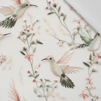 PASTEL BIRDS PAT. 6 (Hummingbirds) - Cotton woven fabric