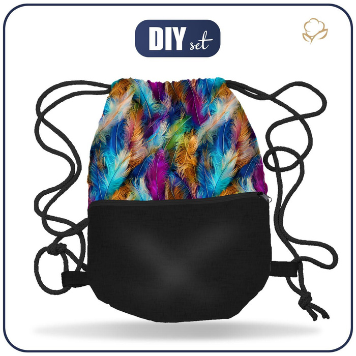 TURNBEUTEL MIT TASCHE - NEON-FEDERN - Nähset