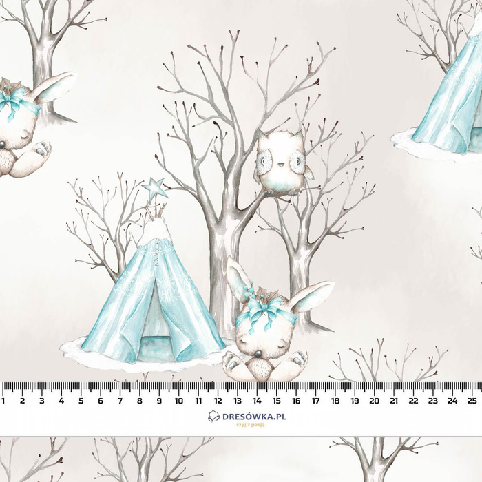 ANIMALS IN TIPI / TREES (MAGICAL CHRISTMAS FOREST) - brushed knitwear with elastane ITY