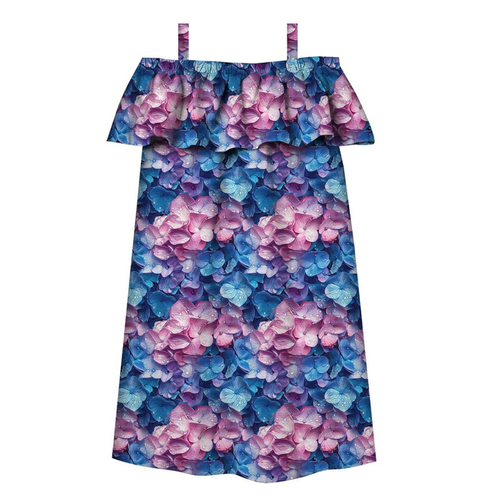 Bardot neckline dress (LILI) - FLOWERS WZ.32 - sewing set - 98-104