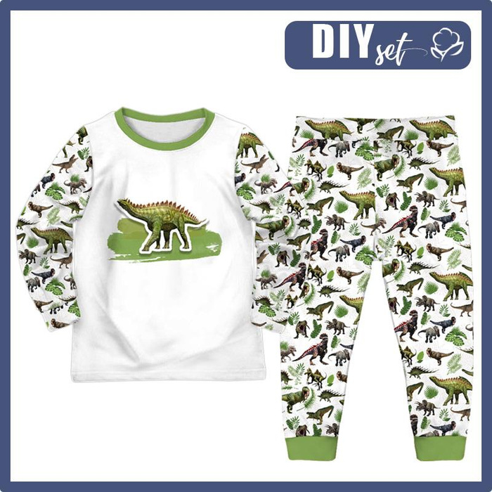CHILDREN'S PAJAMAS " MIKI" - DINO PLANTS - Elastic cotton knit fabric (86/92)