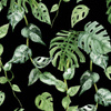 ROPICAL LEAVES MIX pat. 2 / black (JUNGLE) - Waterproof woven fabric