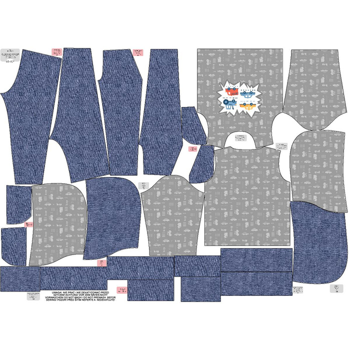 Children's tracksuit (OSLO) - VEHICLES pat. 2 / white (ADVENTURE BEGINS) - looped knit fabric (110/116)