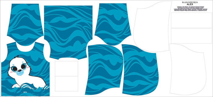 DZIECIĘCA BLUZA Z KAPTUREM (ALEX) - FOCZKA RENIA - dzianina pętelkowa (122/128)