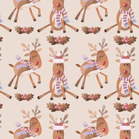 REINDEERS / OAK LEAVES (CHRISTMAS REINDEERS) - brushed knitwear with elastane ITY