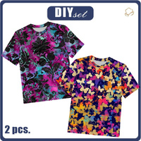 2-PACK - T-SHIRT DZIECIĘCY - MOTYLKI / FLORAL WZ. 9 - ZESTAW DO USZYCIA (152/158)