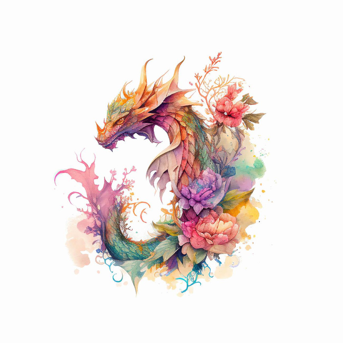 WATERCOLOR DRAGON VZ. 2 - panel (60cm x 50cm) teplákovina