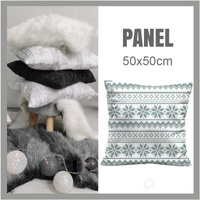 CUSHION PANEL - ALPINE FLOWERS / grey stripes