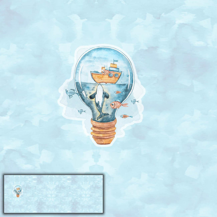WHALE IN A BULB pat.2 (MAGIC OCEAN) - PANORAMIC PANEL 60 cm