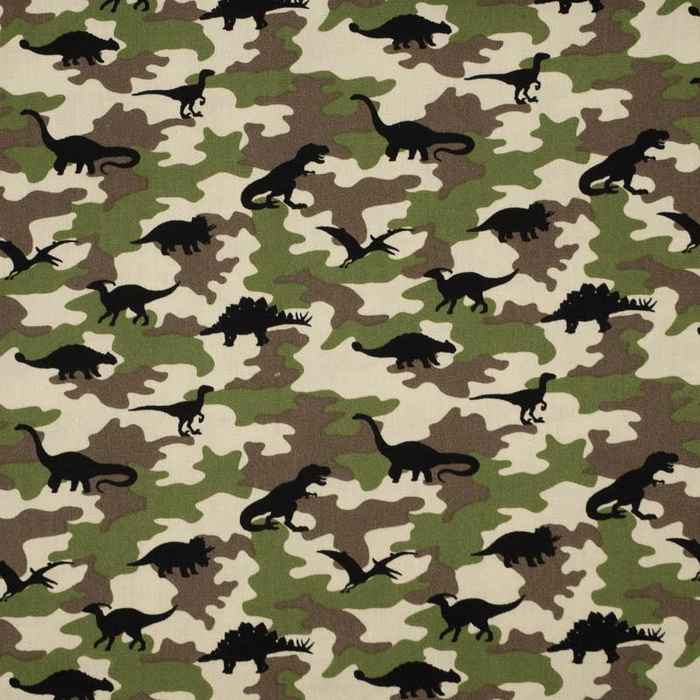 MINI DINO / MORO OLIWKOWY - POPELINA 100% bawełna