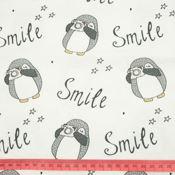PHOTO PENGUIN SMILE / white - single jersey with elastane TE210