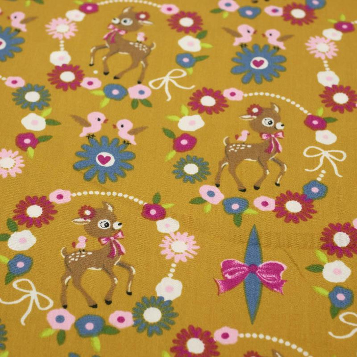 SRNEČCI (věnce) / hořčicový - popelín 100% bavlna