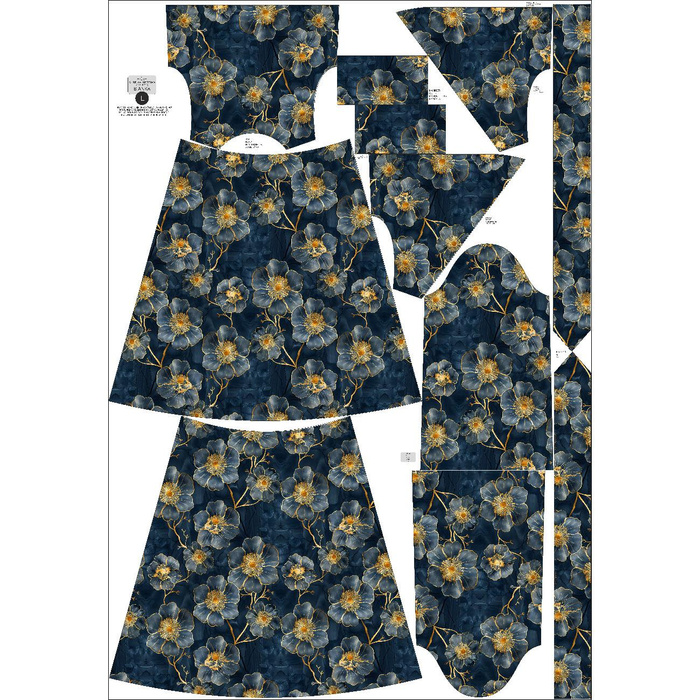 WRAP MIDI DRESS "BIANCA" (XXL) - FLOWERS wz.20 - sewing set