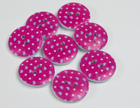 Wooden Button Heart -  FUCCHSIA