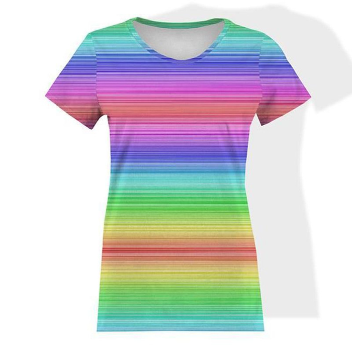 DAMEN T-SHIRT - REGENBOGEN STREIFEN Ms.1 - Single Jersey M