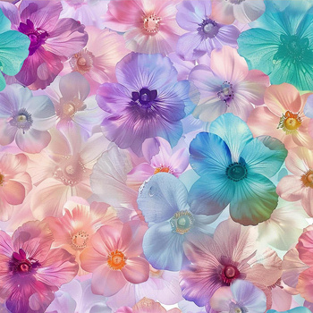 PASTEL FLOWERS WZ.9 (PINK)- Slub Weave