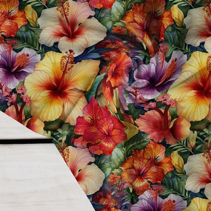 FLOWERS PAPAYA ORANGE WZ. 3 - Krepp