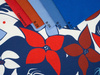 FLORAL PANEL (XL) / blue-red - panel single jersey TE210