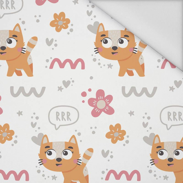 KATZEN UND BLUMEN / rrr (KATZENWELT) / weiß - Wasserabweisende Webware