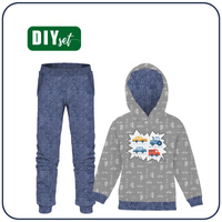 Jogginganzug für Kinder (OSLO) - FAHRZEUGE m. 2 / weiß (ADVENTURE BEGINS) - Sommersweat (122/128)