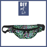 HÜFTTASCHE - MINI BLÄTTER UND INSEKTEN MS.1 (TROPISCHE NATUR) / schwarz - groß