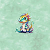 CUTE DINO M. 2 - Paneel (60cm x 50cm)  Baumwoll Webware