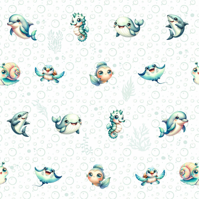 SEA ANIMALS VZ. 2- Slub Weave