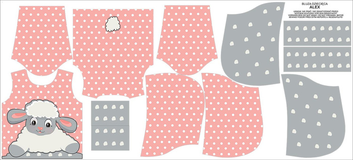 KID'S HOODIE (ALEX) - SHEEP BARBRA - looped knit fabric (122/128)