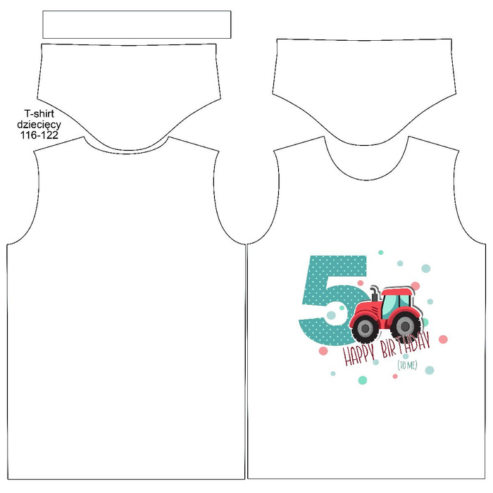 KINDER T-SHIRT- 5. GEBURTSTAG / TRAKTOR - Single Jersey (116/122)