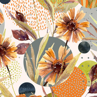 ORANGE CORNFLOWERS - Viscose jersey WE210