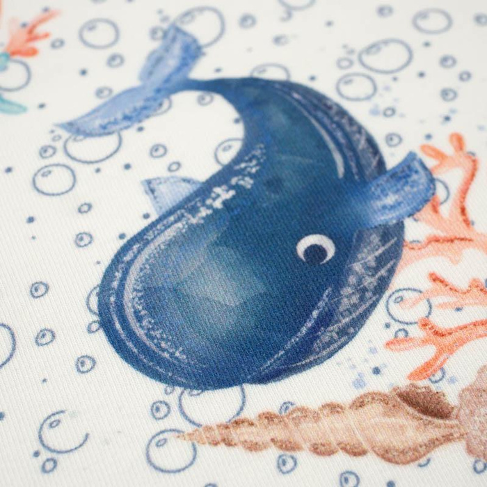 WHALES / bubbles (MAGICAL OCEAN) / white - swimsuit lycra