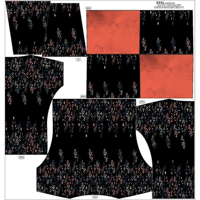 SNOOD SWEATSHIRT (FURIA) - LEAVES PAT. 3 / BLACK - sewing set