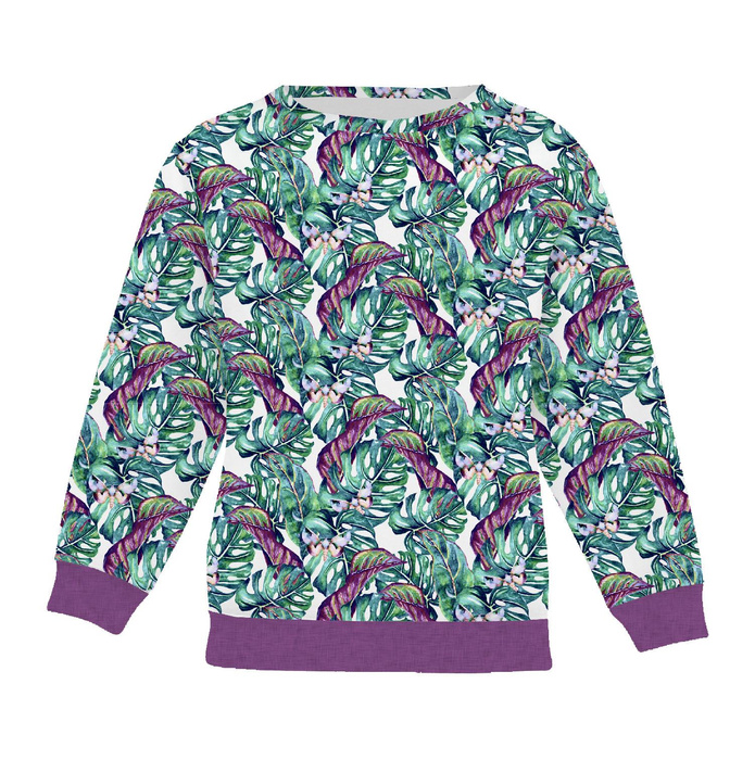 DZIECIĘCA BLUZA (NOE) - MINI LIŚCIE I OWADY WZ. 5 (TROPIKALNA NATURA) / biały - dzianina pętelkowa (86/92)