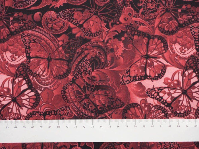 LACE BUTTERFLIES / red - Waterproof woven fabric