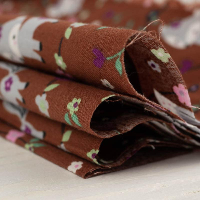 LISKI (wianki) / ceglany - POPELINA 100% bawełna