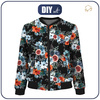 WOMEN’S BOMBER JACKET (KAMA) - WATER-COLOR FLOWERS pat. 2 / black - sewing set M