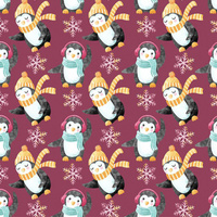 PENGUINS / SNOWFLAKES pat . 2 (CHRISTMAS PENGUINS) - single jersey with elastane