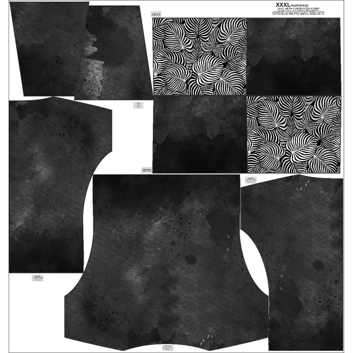 BLUZA DAMSKA (FURIA) NIETOPERZ Z KOMINEM - BLACK SPECKS / LIŚCIE ZEBRY - zestaw do uszycia XXXL