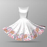 FLOWERS (pat. 7) / white - circle skirt panel