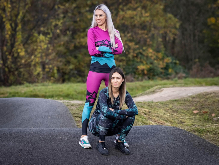 DAMEN THERMO LEGGINGS (GRETA) - PINK SPLATTER - Nähset M