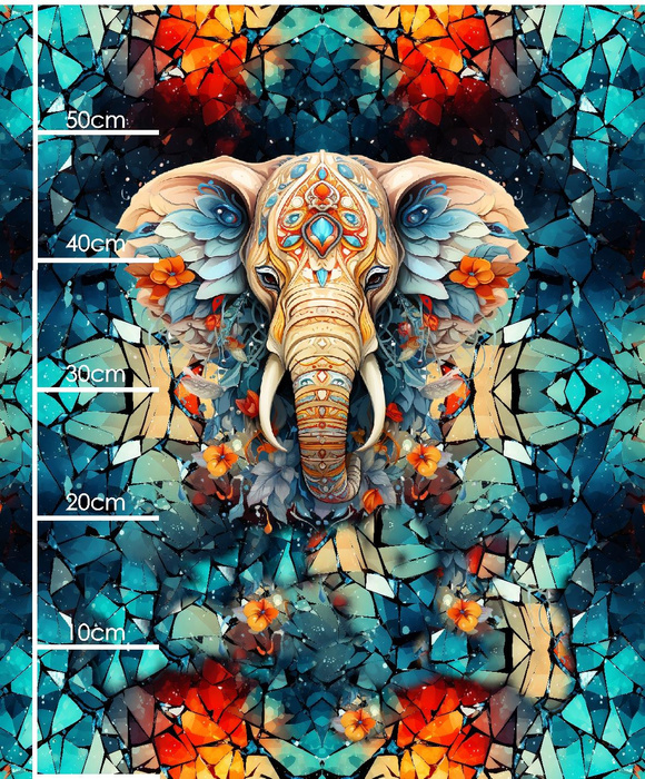 ANIMALS CRACKED wz.3 (elephant) - panel (60cm x 50cm)  Cotton woven fabric