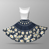 DAISIES PAT. 2 / dark blue - big circle skirt panel