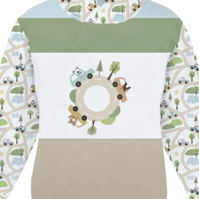 KINDER HOODIE (ALEX) - BUNTE AUTOS / Kreisel (STADTBÄREN) - Sommersweat (86/92)