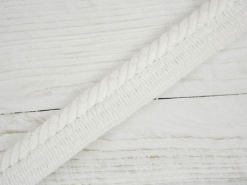 Tasiemka sznurek bawełniany z wypustką - biały