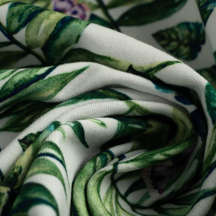 MINI LEAVES AND INSECTS PAT. 4 (TROPICAL NATURE) / white - Viscose jersey
