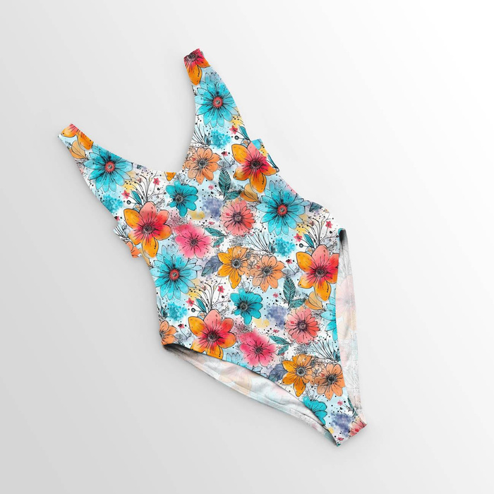 WATER-COLOR FLOWERS pat. 5 - Cotton woven fabric