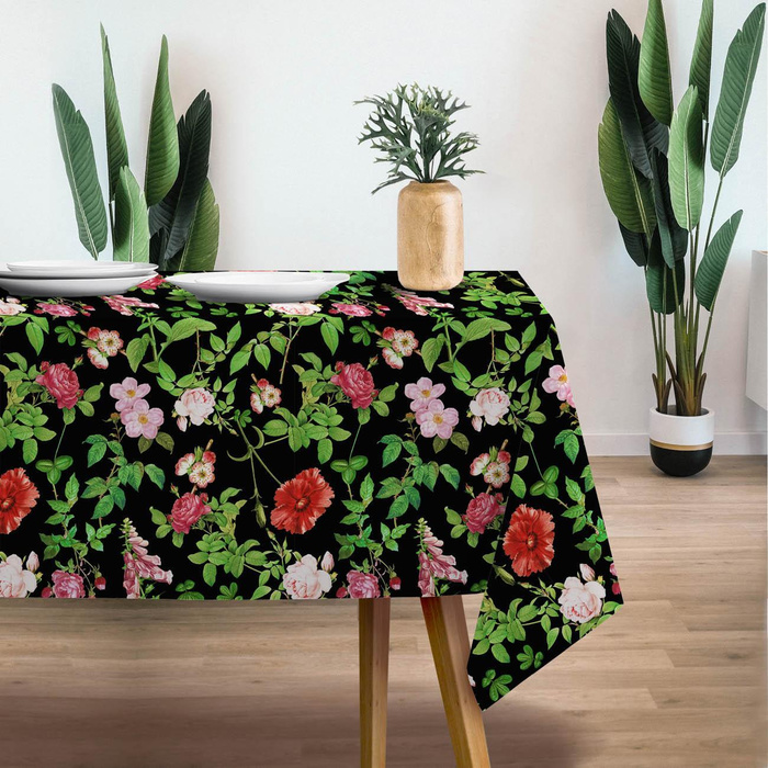 ROSES AND LEAVES (PARADISE GARDEN) - single jersey with elastane ITY