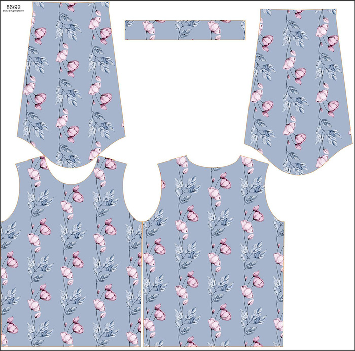 LONGSLEEVE - WATERCOLOR BOUQUET Pat. 3 - single jersey (110/116)