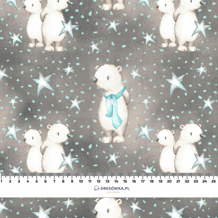 TEDDIES AND STARS / dark grey (MAGICAL CHRISTMAS FOREST) - brushed knitwear with elastane ITY