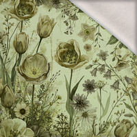 PASTEL FLOWERS WZ. 30 / lime cream - Wintersweat angeraut mit Elastan ITY